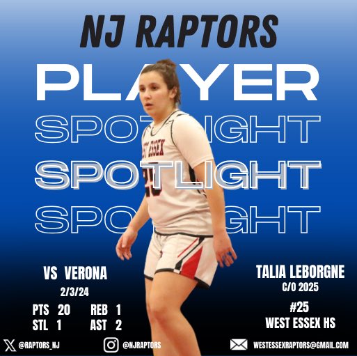Junior Talia LeBorge (<a href="/talialeborgne/">Talia</a>) from West Essex with strong performance yesterday as she had a game high 20 points.