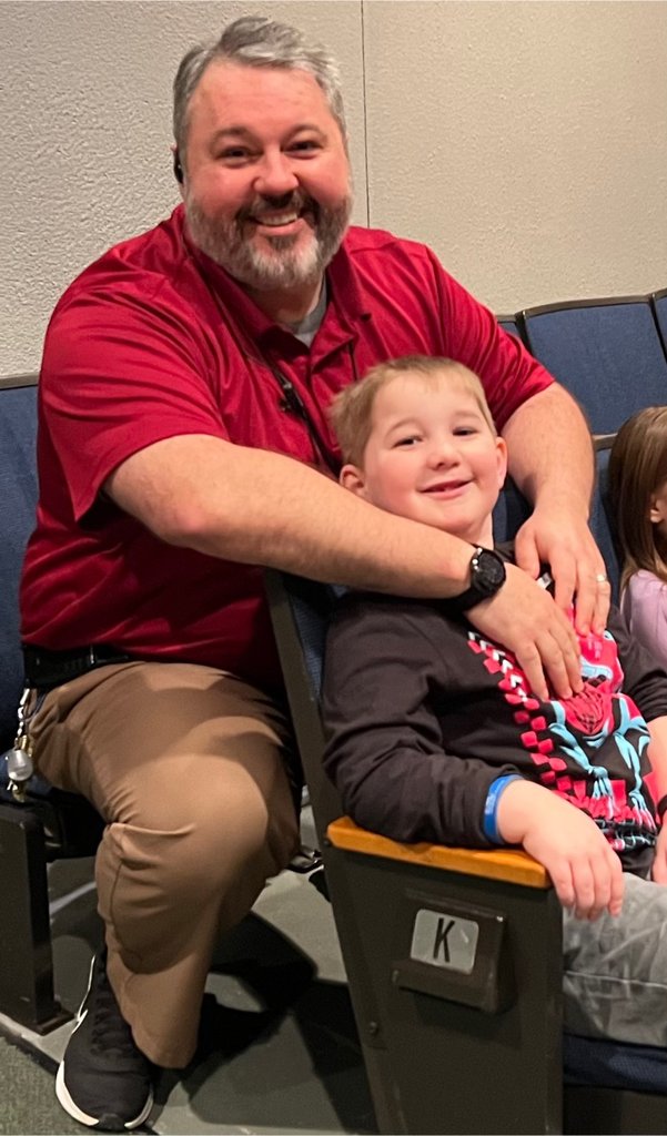 SaginawISD's tweet photo. Mr. Premo, Assistant Principal at Heritage High School, and his son Joe enjoyed the inclusion concert at the Vasher Theatre this week! #STCS https://t.co/m49DbOx6wJ