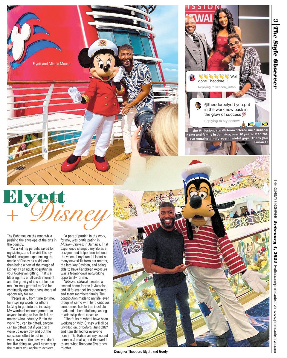 …Sunday feature in @JamaicaObserver #StyleObserver by the one and only @StyleONMW - “Elyett & #Disney,” …more announcements on the horizon, stay tuned…💫