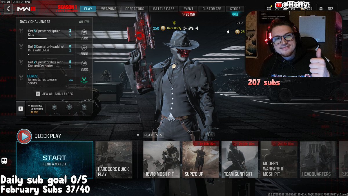 hanging and sniping around on S&amp;D 🫡

any support is greatly appreciated!
- Kick.com/Hoffy -