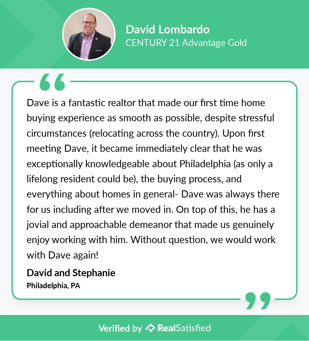 Testimonials like this make me smile… really wide. realsatisfied.com/David-Lombardo via <a href="/realsatisfied/">RealSatisfied</a>