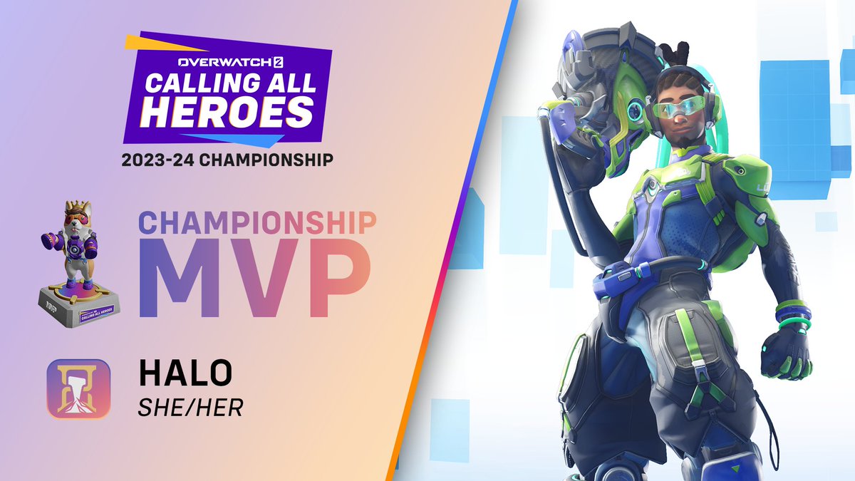 Your Grand Finals MVP is @HelloImHalo! She will be awarded the Tracer Corgi MVP Trophy for her performance 💫