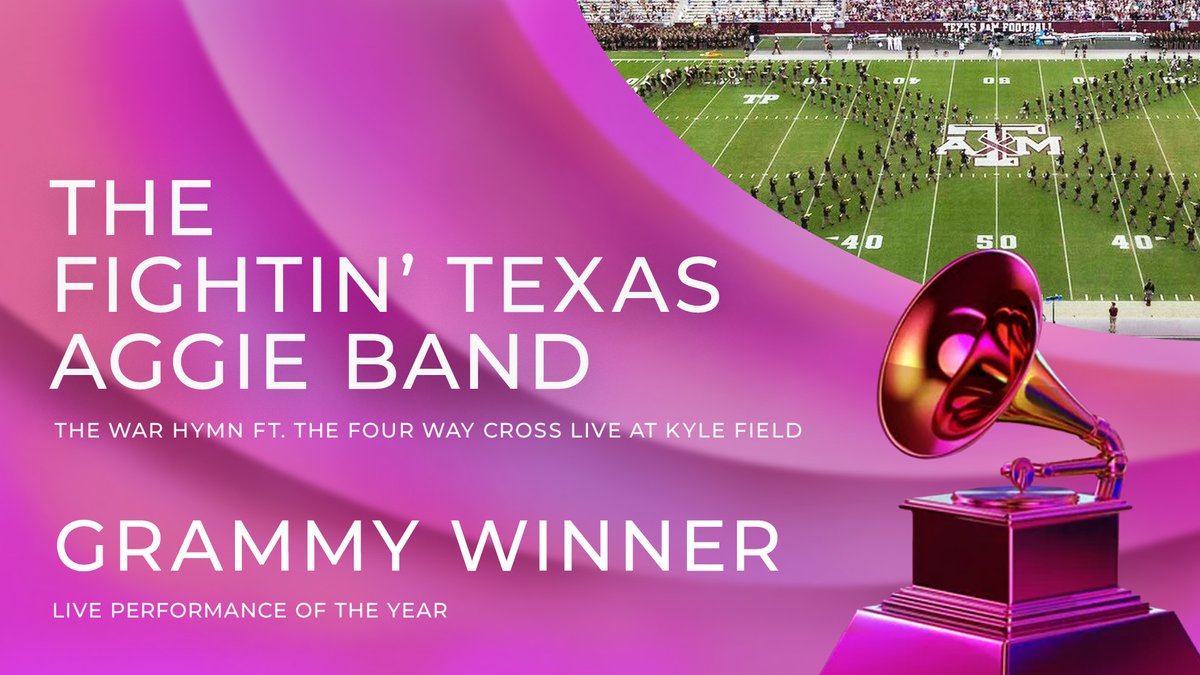 Texas A&M University (@tamu) on Twitter photo The notes... VOTES are in. Nothing compares to the four-way cross! 🎶
<a href="/RecordingAcad/">Recording Academy / GRAMMYs</a>, feel free to send the Grammy for Best Live Performance to <a href="/TAMUFTAB/">Fightin’ Texas Aggie Band</a> every year for the rest of history. 😉 The notes... VOTES are in. Nothing compares to the four-way cross! 🎶
<a href="/RecordingAcad/">Recording Academy / GRAMMYs</a>, feel free to send the Grammy for Best Live Performance to <a href="/TAMUFTAB/">Fightin’ Texas Aggie Band</a> every year for the rest of history. 😉