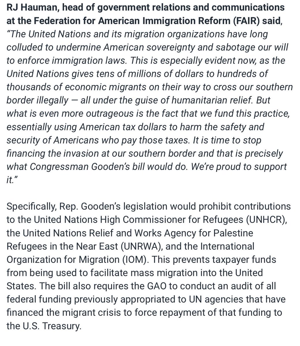 “The UN is using our own tax dollars against us, and U.S. policymakers can no longer stand by […]. Time to cut off funding […] until respect for our territorial integrity and appreciation for our generosity is restored.” Read: gooden.house.gov/2023/1/gooden-…