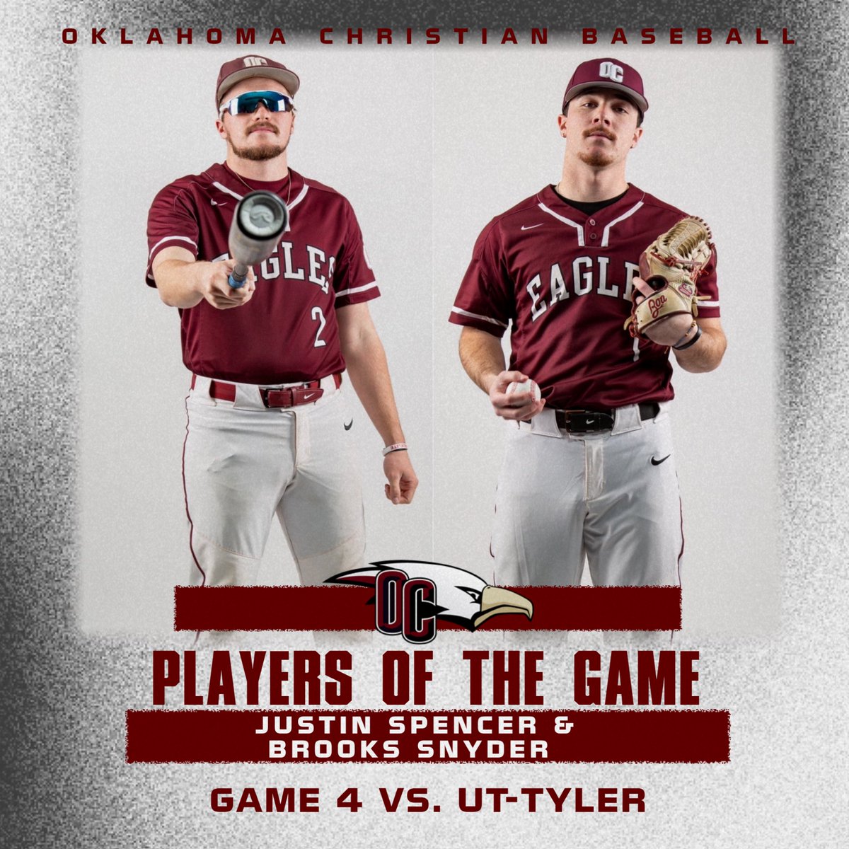 ⚾️🦅OC wins the series finale to split their series with #19 ranked UT-Tyler!🦅⚾️

Brooks Snyder gave the Eagles a strong 4 1/3 innings &amp; Justin Spencer had the go ahead RBI in the 7th. They are you Players of the Game!

Next up: Home series with UA-Ft. Smith!

#TalonsUp