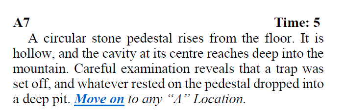 riseupcomus's tweet image. In the CYOA game book "Mines of Moria," there are a few instances where there are descriptions of already-triggered traps. This really gave me a strong sense of place. 

Put traps that have already been triggered in your dungeons.