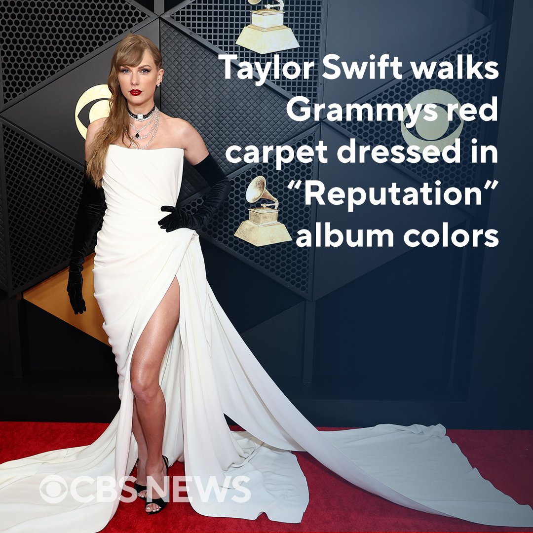 Taylor Swift hit the 66th annual Grammy Awards red carpet in black and white  attire, a nod to her "Reputation" album and its highly-anticipated  re-release.