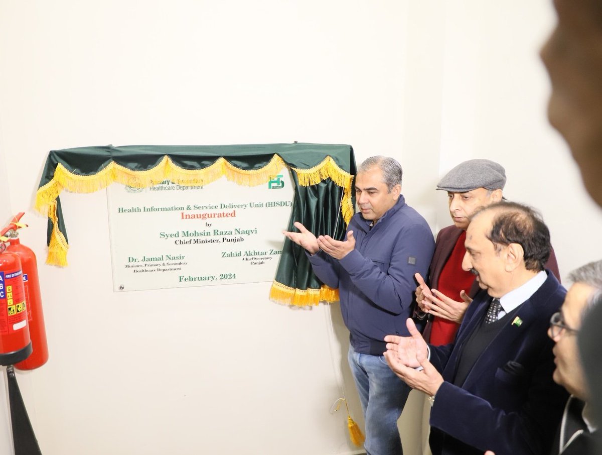 HP_GoP's tweet photo. Honourable Chief Minister Punjab @MohsinnaqviC42 inaugurated Health Information and Service Delivery Unit (#HISDU) at the Primary and Secondary Healthcare Department. 

@GovtofPunjabPK
@cmopunjabpk 
@CS_Punjab 
#inagurationceremony #lahore 
#thqhospital #DHQHospital https://t.co/EmHHaQizSh