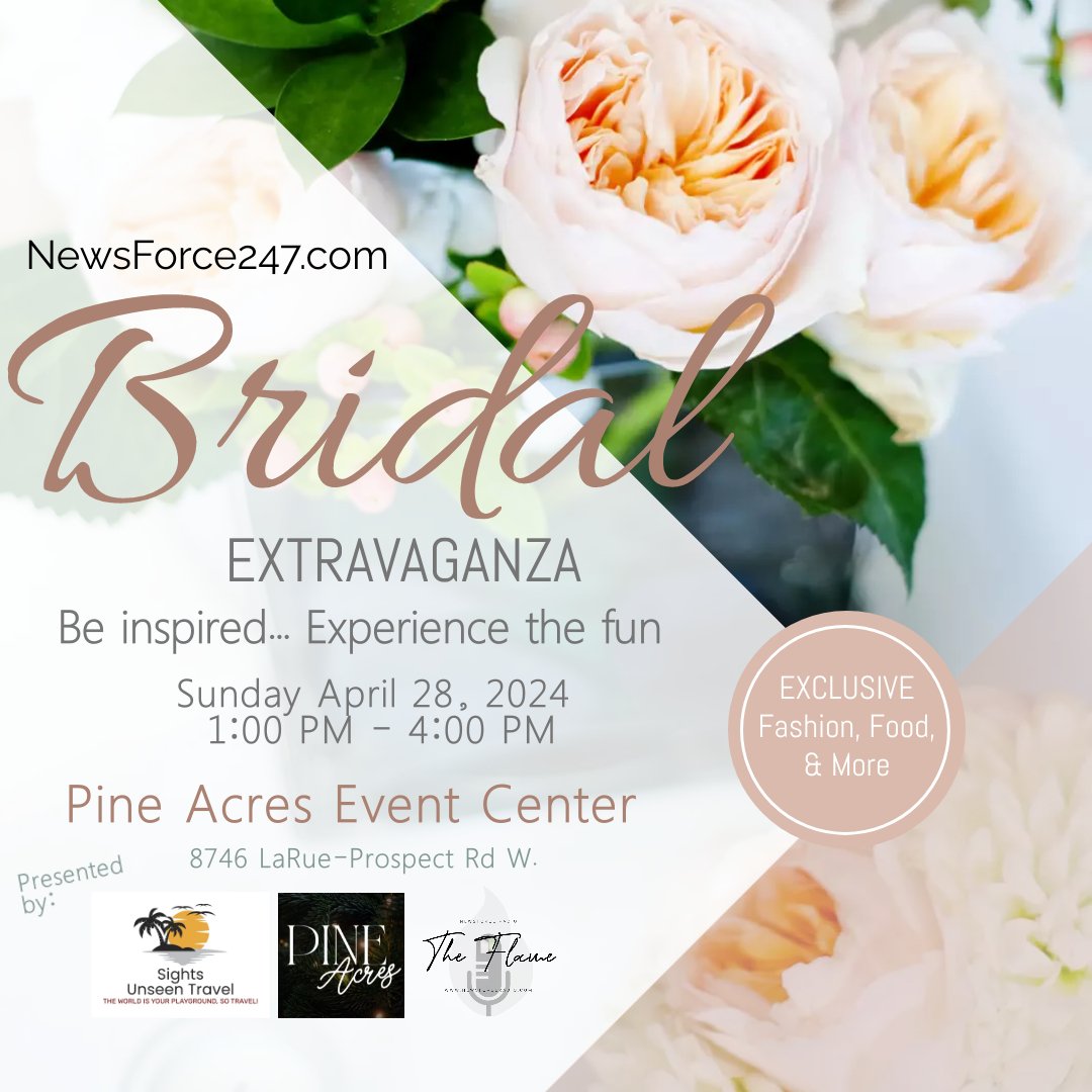 The Newsforce247.com Bridal Extravaganza is quickly approaching and we still have vendor space available for the event. Vendors interested in showcasing their wedding business can contact Jill Chitwood at 740-262-6891.