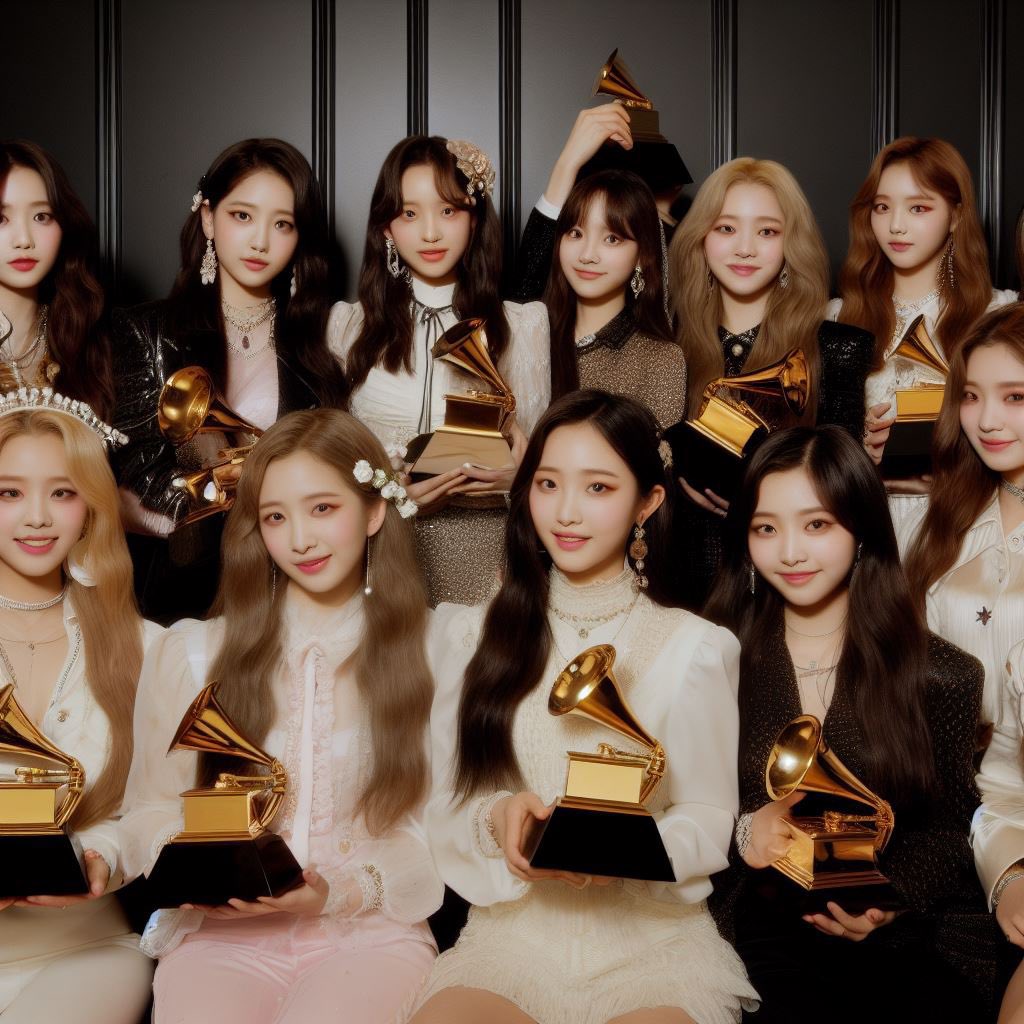 i3yves's tweet photo. South Korean Girl-Group LOONA accepting their #GRAMMYs award. https://t.co/qdvyUTf67J
