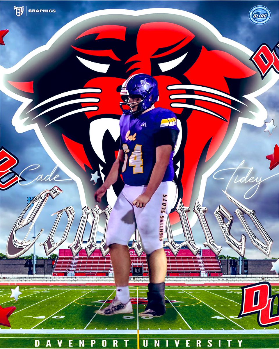 Cade_Tidey63's tweet photo. 100% Committed 🔴⚫️ , Super excited to announce my Commitment to play football at Davenport University! Can’t wait to get to work! https://t.co/UrKrNKXduO