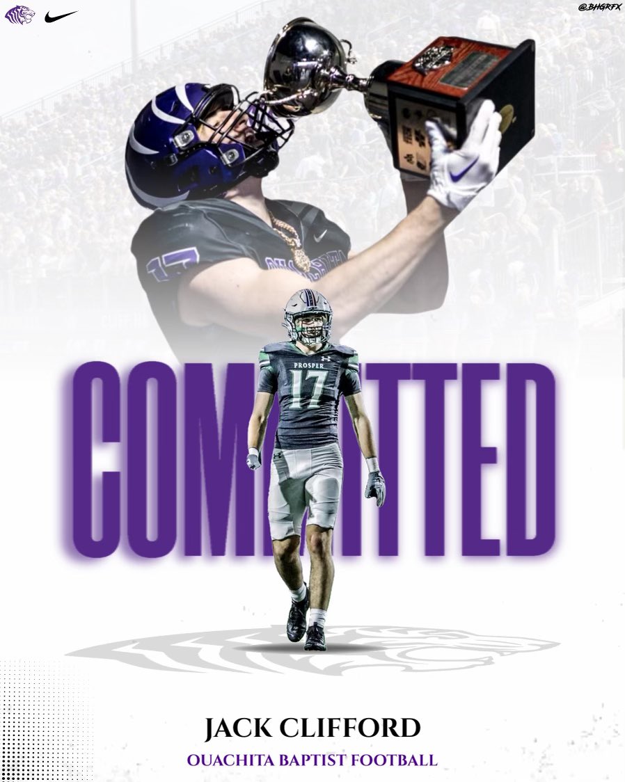 100% COMMITTED!! @OuachitaFB Thank you God for all the opportunities you’ve provided for me!! @Coach_Moore5 @Coach_Hill2 @seancooper_C4 @CoachShock_OBU @ProsperRecruits @peyton_stafford @CKennedy247 @recruitgrfx