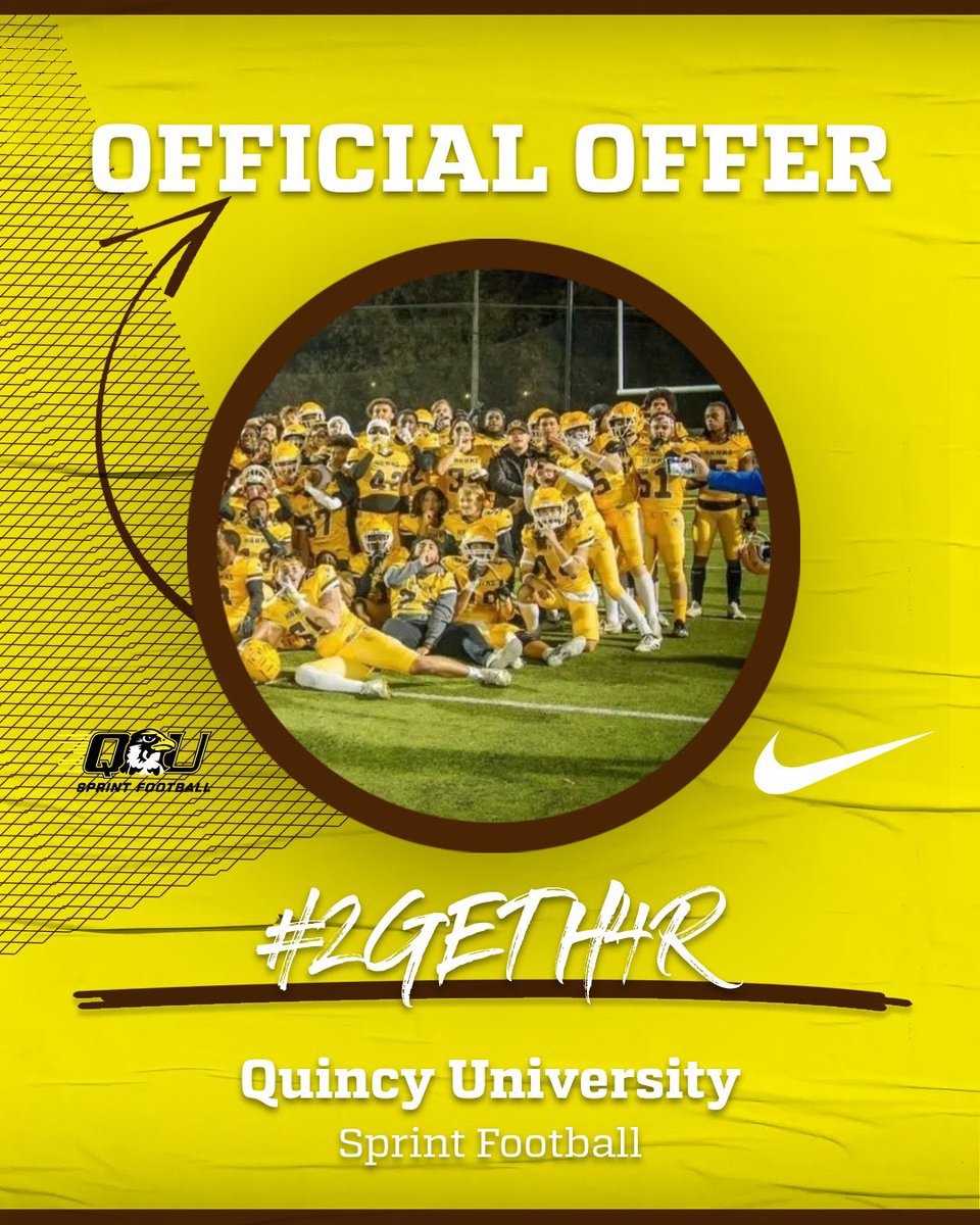 After a great conversation with <a href="/Connermac8/">Conner McLaughlin</a>, I am blessed to receive my first official offer from <a href="/QUHawksSprintFB/">Quincy University Sprint Football</a>! #AGTG