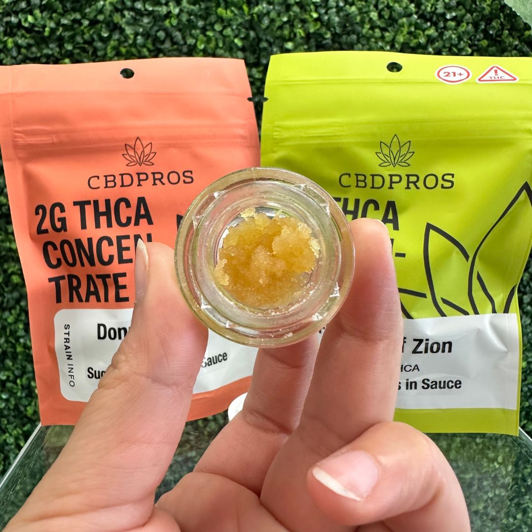 cbdprosusa's tweet photo. "Vapes just don't do it for me." Let us level you up 📈

Concentrates such as our #thca Donny Burgers and Flowers of Zion provide a more intense experience our high tolerance guests can appreciate 🍯

Talk to your local #cbdprosusa for more details! 🤓

#concentrate #flowers https://t.co/ZeSvfeKO2Q