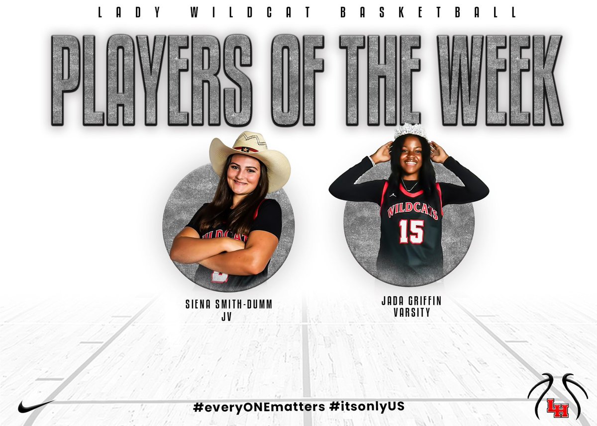 LADYCATS_BALL's tweet photo. Players of the week: 

Varsity: Jada Griffin
JV: Sisi Smith-Dumm

 #itsonlyUS #everyONEmatters #LadywildCATS🐾 https://t.co/9agSwIqvEt