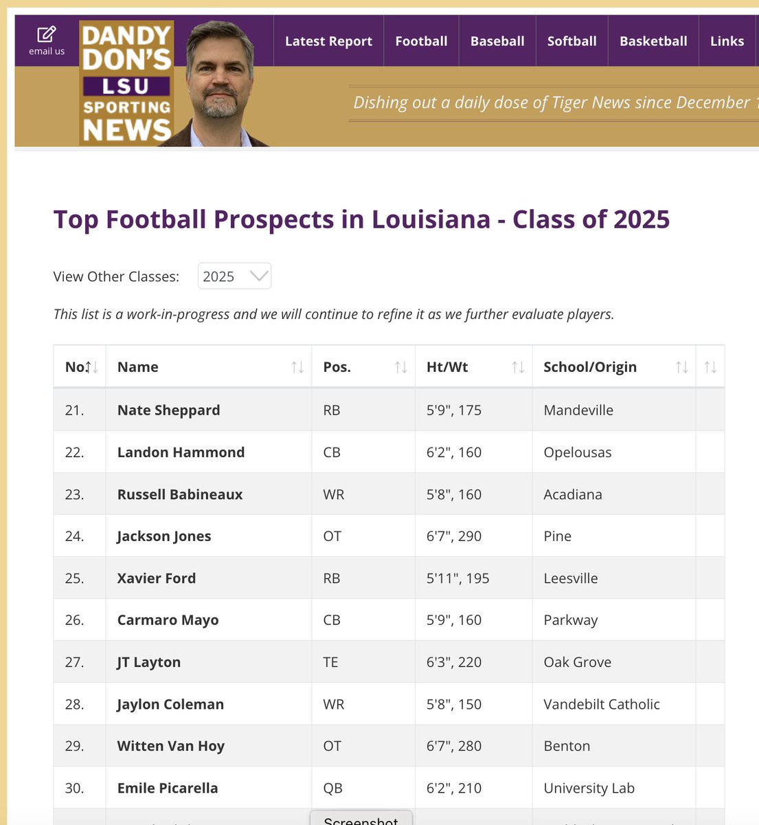 dandydonlsu's tweet photo. Top Football Prospects in Louisiana for 2025 - The countdown continues...  

👉https://t.co/DFSnv1TkCu https://t.co/1oLDFTcTsw