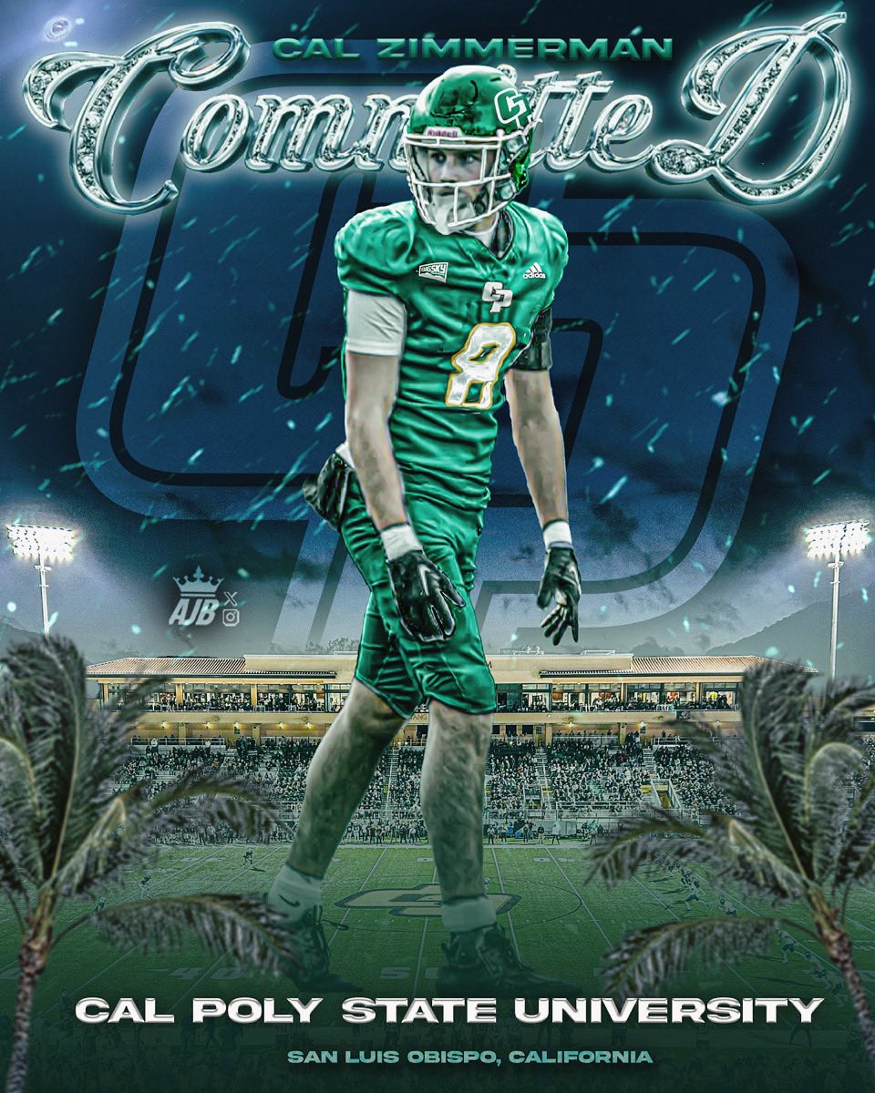 zimmerman_cal's tweet photo. Blessed to say I have committed to play football at Cal Poly SLO! 🐎 #gostangs #Ridehigh @CoachWulff @wesyerty24 @calpolyfootball @BellevueFB https://t.co/N7tL2gkwEk