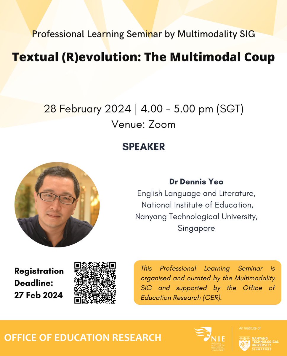 Join us on 28 Feb as Dr Dennis Yeo explores the use of the short film as a story-telling resource that offers pedagogical possibilities to introduce literary concepts, develop communication, expression and interpretation within the classroom. Sign up here: bit.ly/42lGOS9