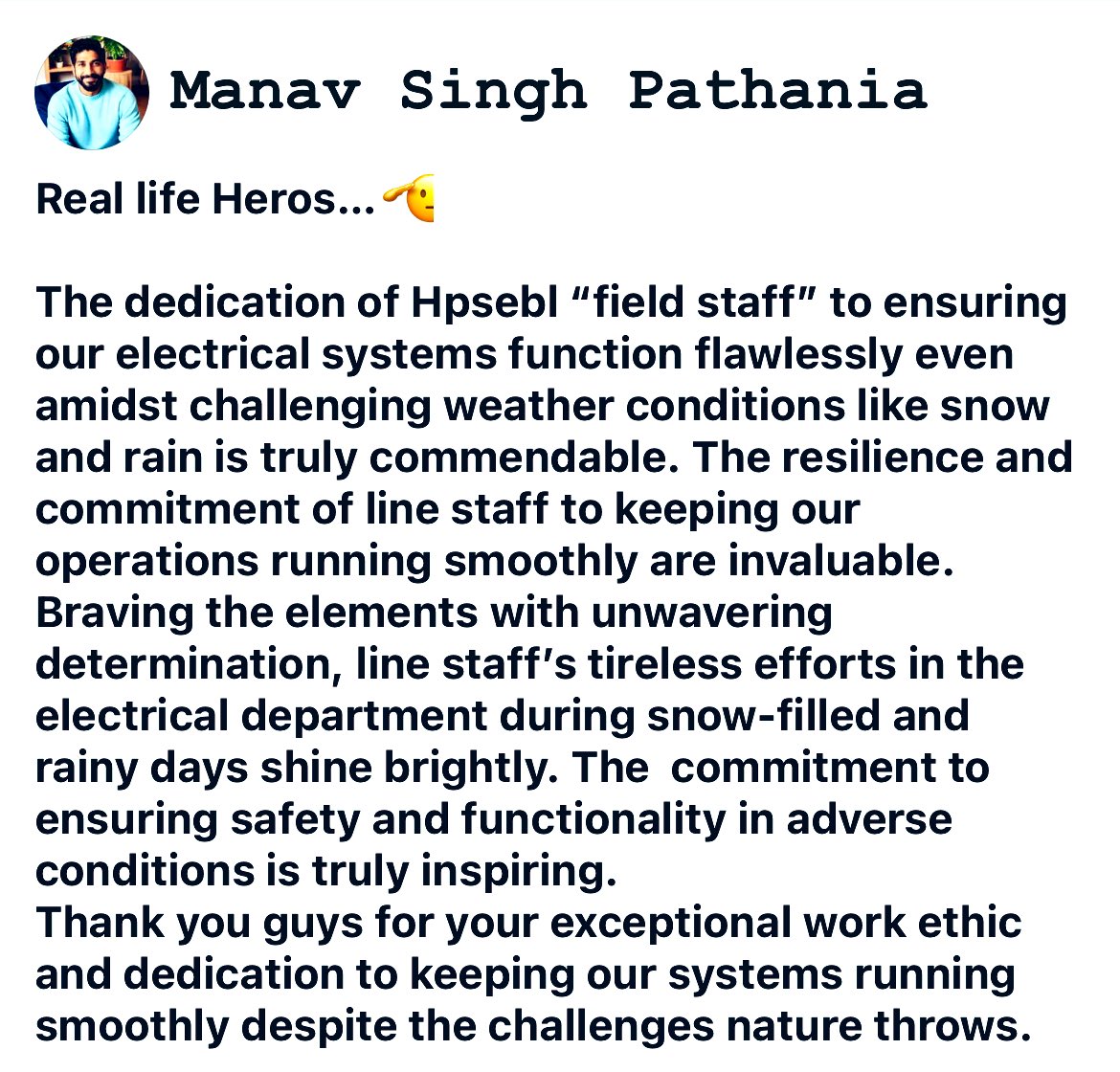 iam_ManavSingh's tweet photo. Real life Heros… respect 🫡 
#HPSEBL #bijliboard #realheros #HimachalPradesh #himachal https://t.co/LPfYckm9ek