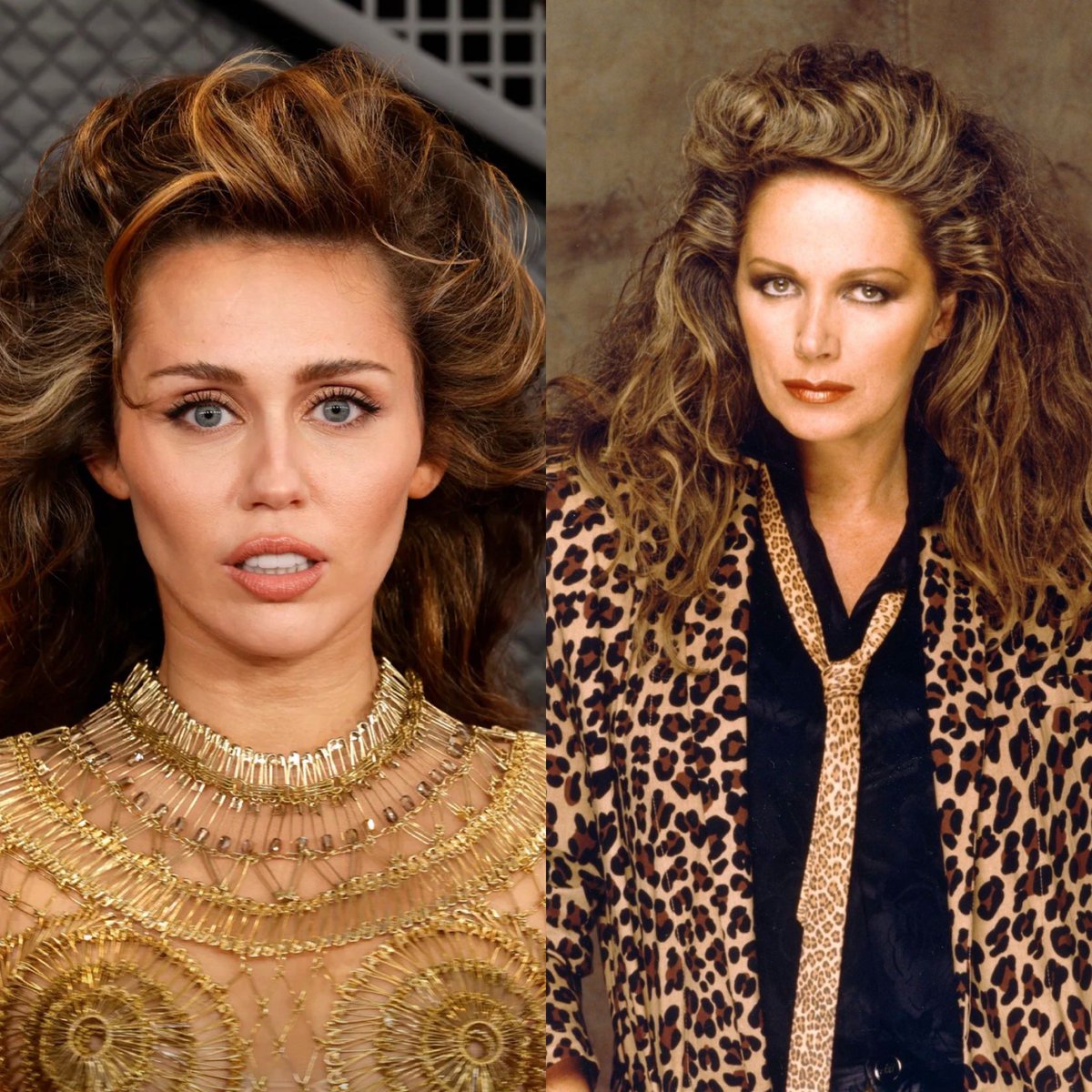jackiejcollins's tweet photo. @MileyCyrus giving BIG @jackiejcollins vibes! 

#MileyCyrus #GRAMMYs #bighair #icons #jackiecollins https://t.co/jXhI5pqE2i