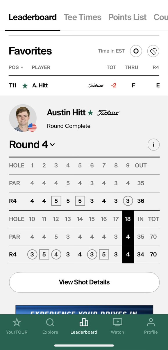 #ProHeels!!! 

Let’s go <a href="/AustinHitt1/">Austin Hitt</a> !!! Three T11 <a href="/KornFerryTour/">Korn Ferry Tour</a> finishes in a row!