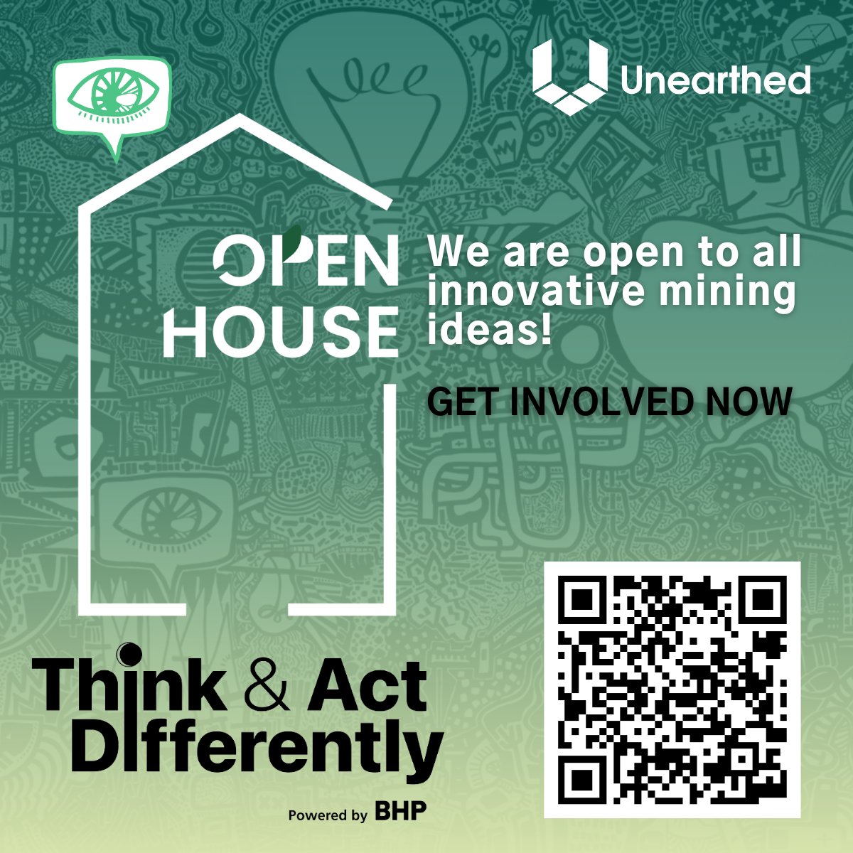 Have a new idea? Share it! 

We help breakthrough concepts and emerging technology to accelerate forward, with the potential to receive funding and technical support. 

Advance your idea with Think &amp; Act Differently powered by BHP! Scan the QR code.