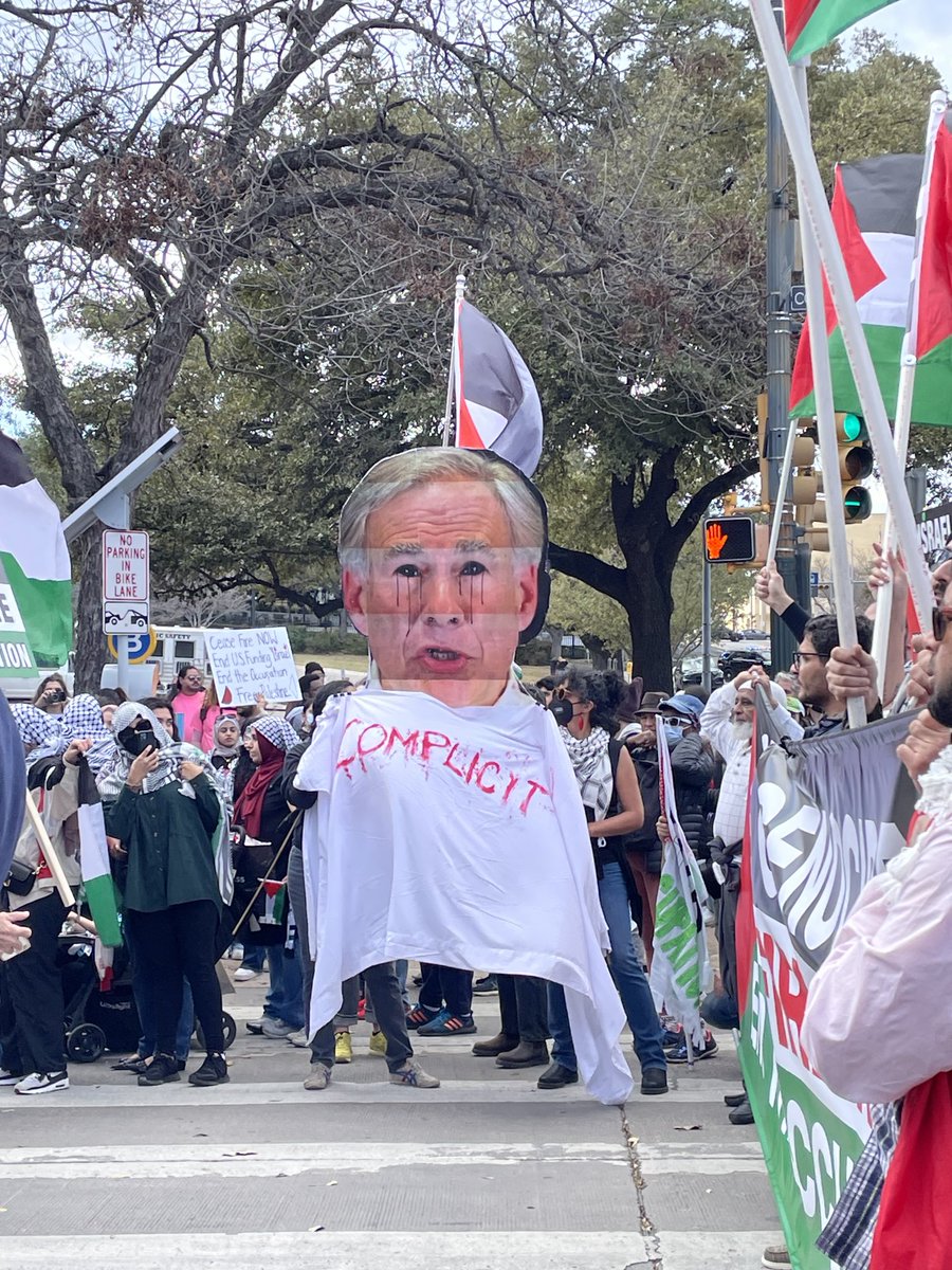 fattyfishsticks's tweet photo. Texas out for Palestine protest/march in Austin today. #AustinProtest #GregAbbott #FreePalestine #CeaseFireNow https://t.co/UcLIYzk068