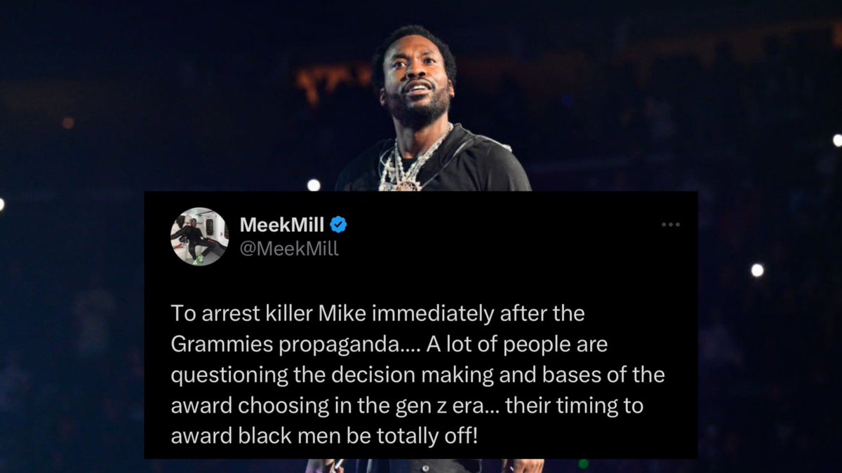 mymixtapez's tweet photo. Meek Mill speaks on Killer Mike’s arrest at the Grammies 👀

📸: atlpics // IG https://t.co/sj785d6bCM