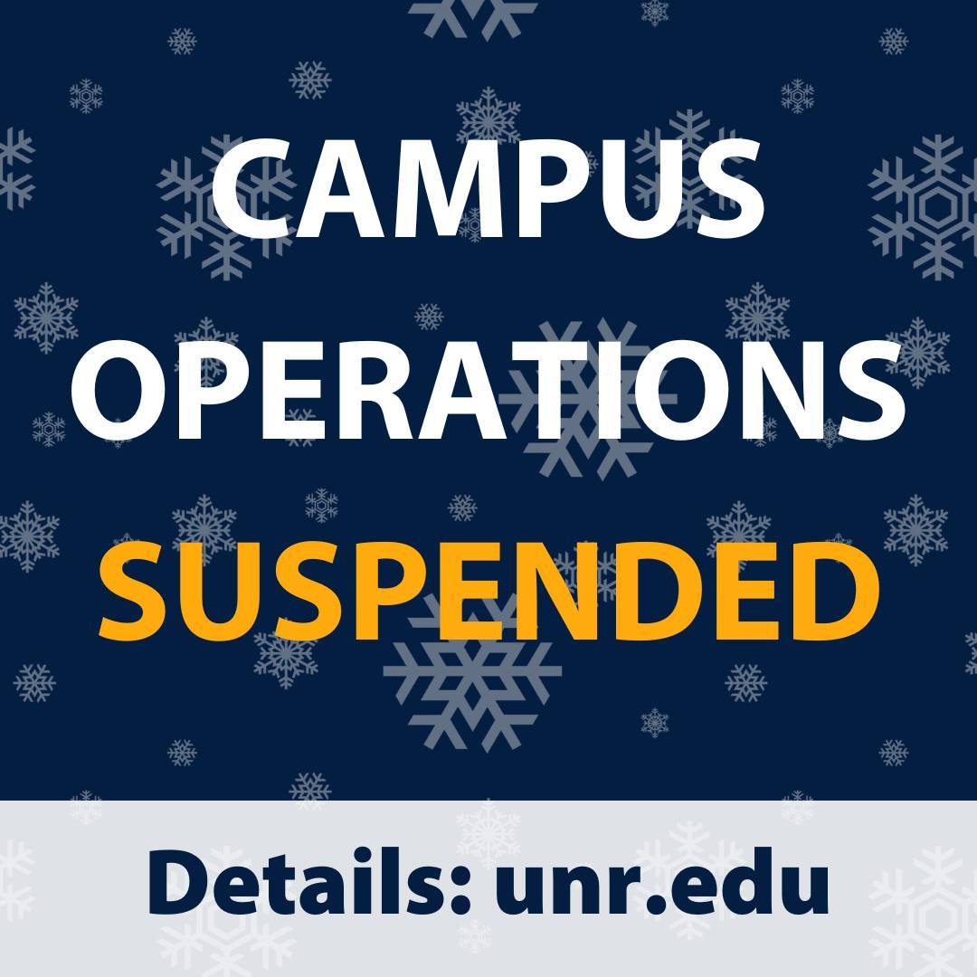 Due to weather and dangerous road conditions, non-essential @unevadareno operations and in-person classes will be suspended tomorrow, Monday, Feb. 5. This applies to all University facilities in Washoe County, Douglas County and Carson City. All web and web-live classes, and…