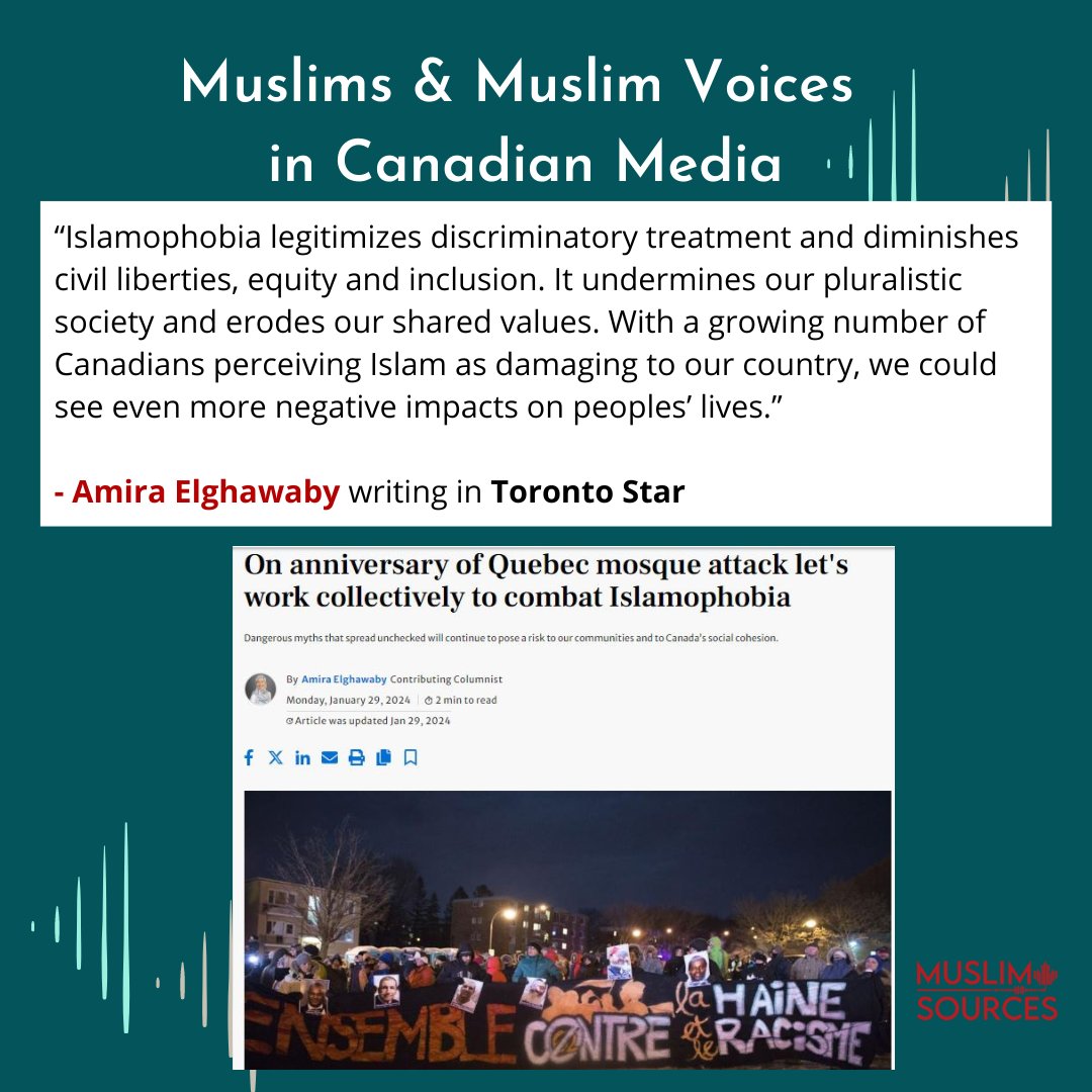 MuslimSources's tweet image. (2) Our highlights of Muslims &amp;amp; Muslim voices in Canadian media this past week!  

Highlights from @nccm @AcrossHerTable @AmiraElghawaby &amp;amp; others via @cbcnews @ctvnews 
#amplifyingMuslimvoices #cdnmedia