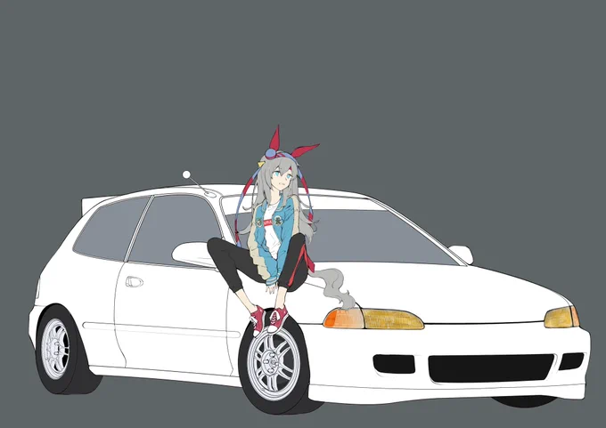 ほんとはシビックの上に座ってる絵なのヨ笑 