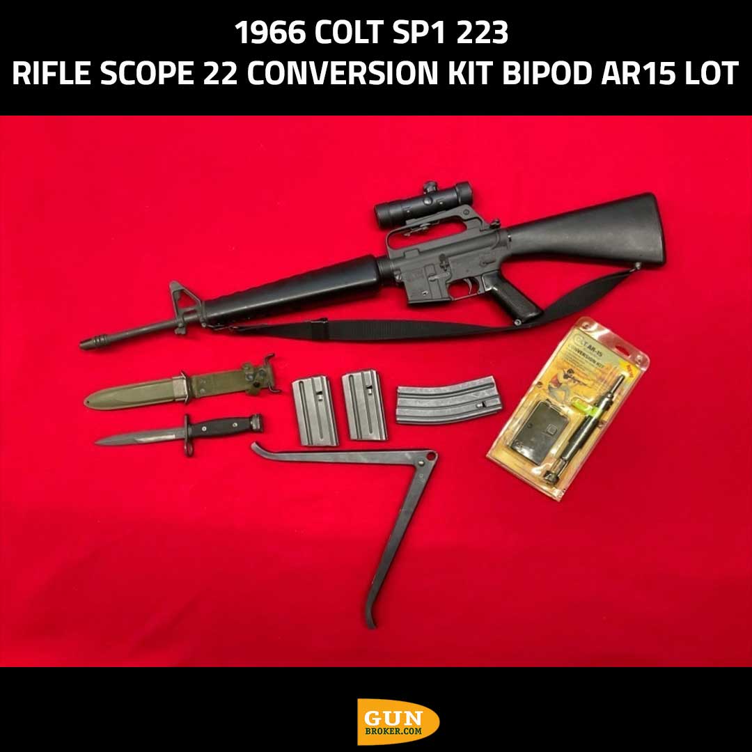 GunBroker's tweet photo. Today's Hot Item: 1966 COLT SP1 223 rifle scope 22 conversion kit bipod ar15 lot.
π₯ See it here: https://t.co/lTxks1A9ss
How much do you think it's worth?
#Colt #ColtSP1 #GunBroker https://t.co/2Emb8WnqOS
