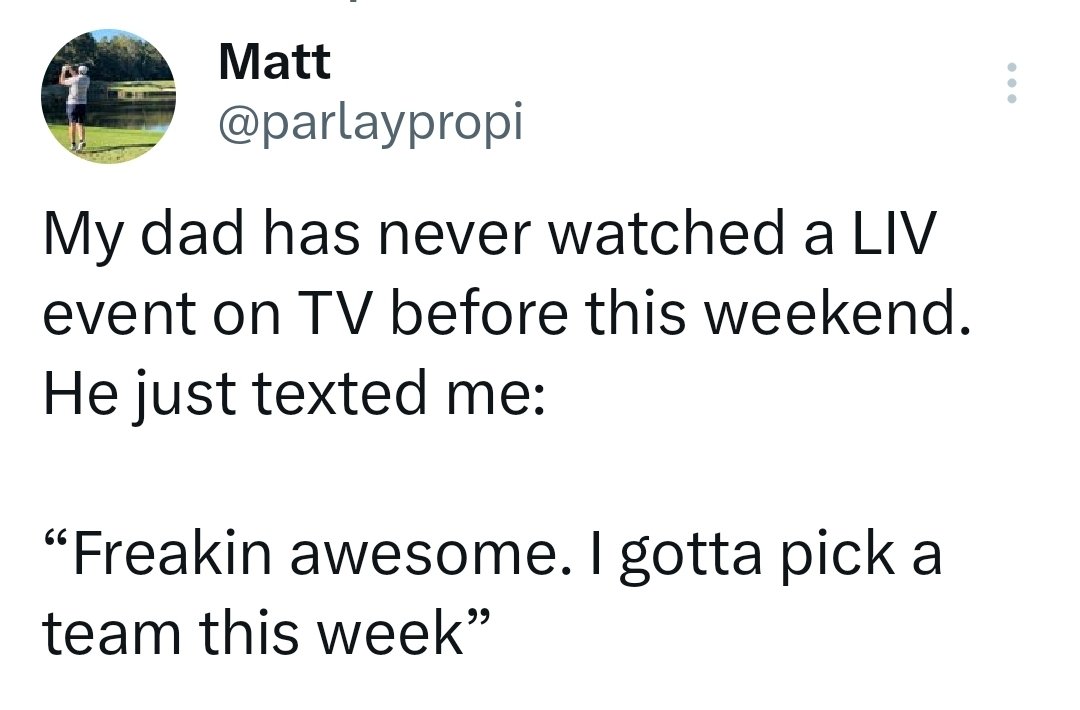 LIVGolfEnth's tweet photo. I think LIV Golf has turned the corner this weekend. I'm pretty certain by 2025 LIV will be the #1 Golf league. Here's a sampling: https://t.co/EDHEMaKRGJ