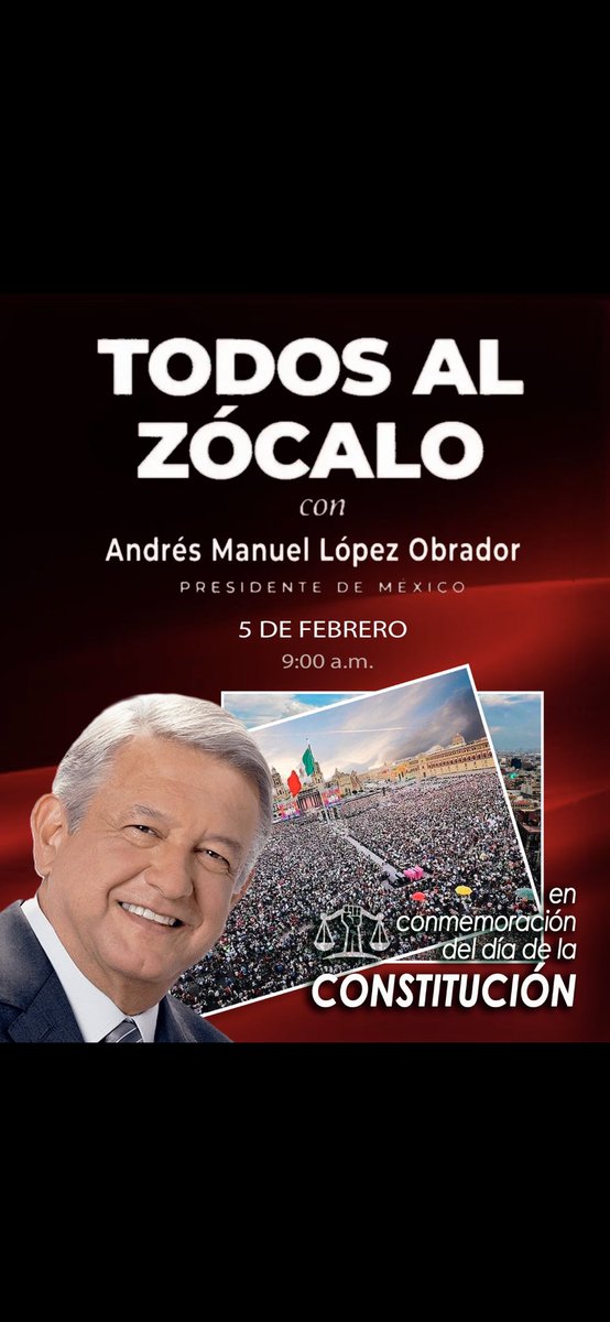 EdySmol's tweet photo. Compatriotas!!!!

Mañana 5 de Febrero 2024 será un día histórico en la época moderna este hermoso país 🇲🇽

El señor presidente @lopezobrador_  conmoverá, sorprenderá e inspirará a propios y extraños con su discurso de iniciativas que le dará el impulso y emoción al pueblo de México para en mayoría votar por el Plan C y darle estupenda continuidad con certeza, progreso, bienestar, humanismo, justicia social, desarrollo con @Claudiashein a nuestro amado país. 

Viva la Constitución mexicana 
y sus próximas reformas, 
viva México 🇲🇽 

Saludos.