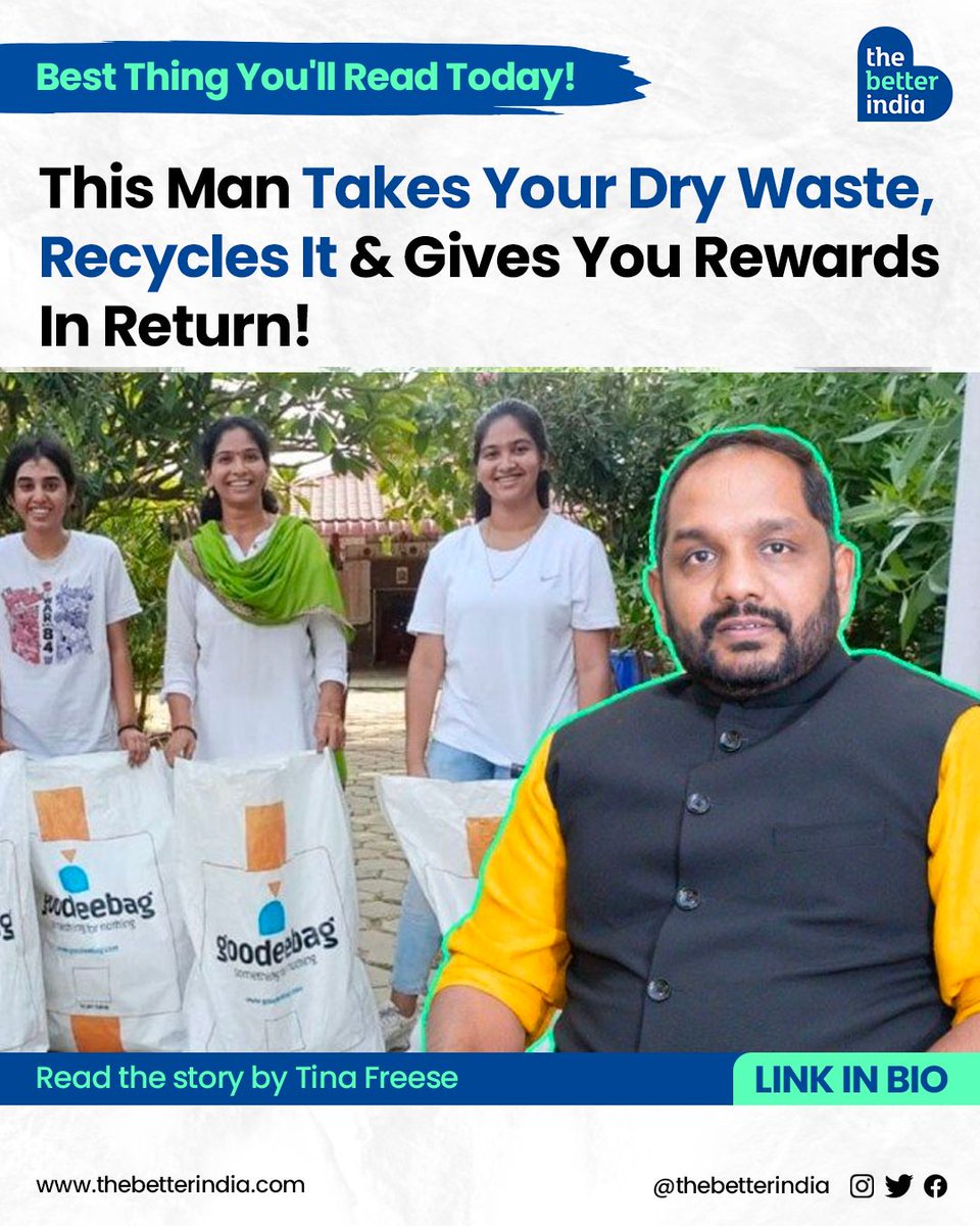 “I was looking for something more in my life and wanted to give back to nature,” says Abhishek Agarwal.

#Goodeebag #WasteRecycling #EnvironmentalInitiative #SustainableLiving #WasteSegregation #InspirationStory #GreenLiving #WasteReduction