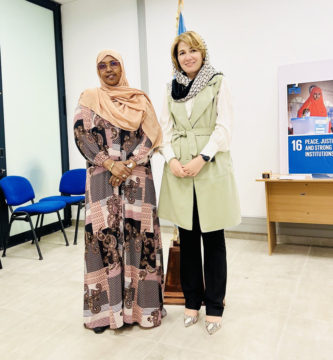 Amina Hassan Ali Acting Minister discussed the development of women and Women Peace and Security with @UNDPSomalia .