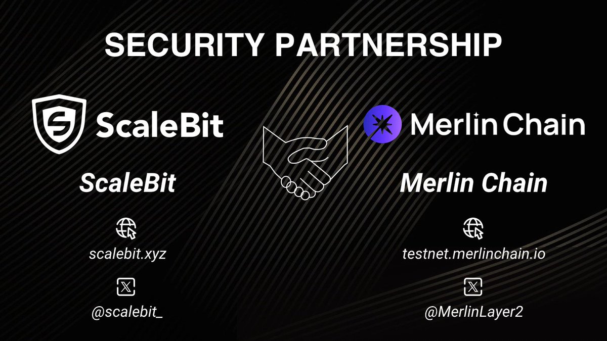 scalebit_'s tweet image. 📢Thrilled to announce that #MerlinChain has completed the #SecurityAudit service provided by #ScaleBit.
🌟With a focus on the #Bitcoin ecosystem and its Layer 2, ScaleBit is excited to join forces with @MerlinLayer2. Together, dedicated to enhancing the security of BTC L2!