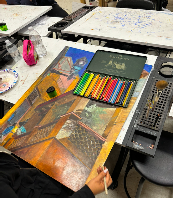 NFHS_TrueNorth's tweet photo. Art students were busy during VASE Prep Night on Saturday! There was food, work time, and celebration for the upcoming VASE competition.

TY Ms. Holliday and Mr. Jones for providing a space &amp; time for our artists!

#trueNorth #excellence 
@forneyisd @justinwterry @forneyfinearts https://t.co/nd83I1mbCu