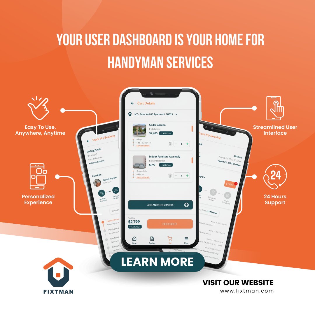 Create your user dashboard on the FixTman Handyman App and streamline your service experience. Keep all your local handyman order records in one place and never miss out on exclusive discounts and vouchers. #FixTman #HandymanApp #LocalHandymanAlerts