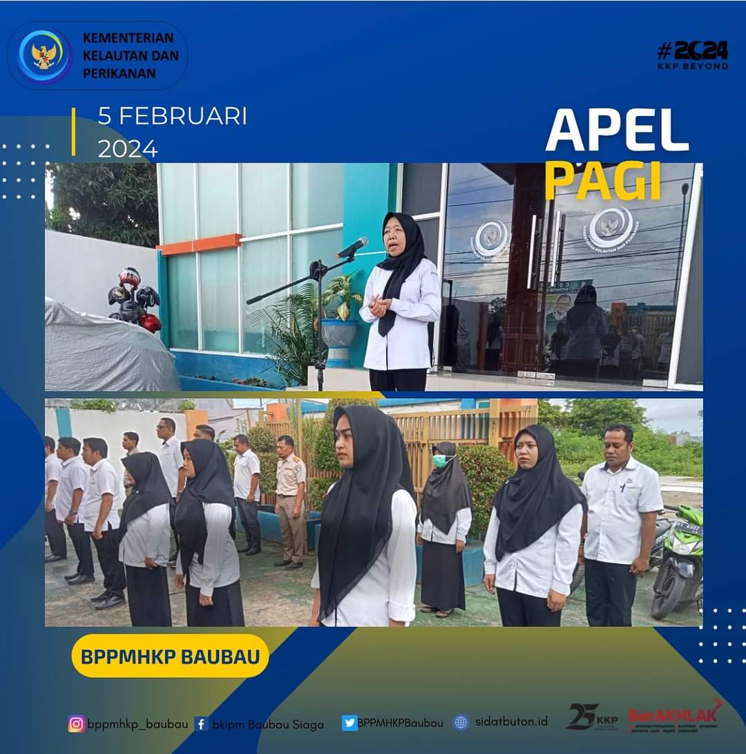 BadanMutuBaubau's tweet photo. Senin, 5 Februari 2024
Apel Pagi BPPMHKP Baubau

“Kesuksesan bersumber dari perbuatan. Orang yang sukses terus melakukan usaha. Orang sukses bahkan membuat kesalahan, namun mereka tidak berhenti usaha.” (Cobrad Hilton)

#KKPGOID
#MenteriKKP
#BkipmBaubauSIAGA
@YuniWijaya69 https://t.co/YTSSDoBlkW