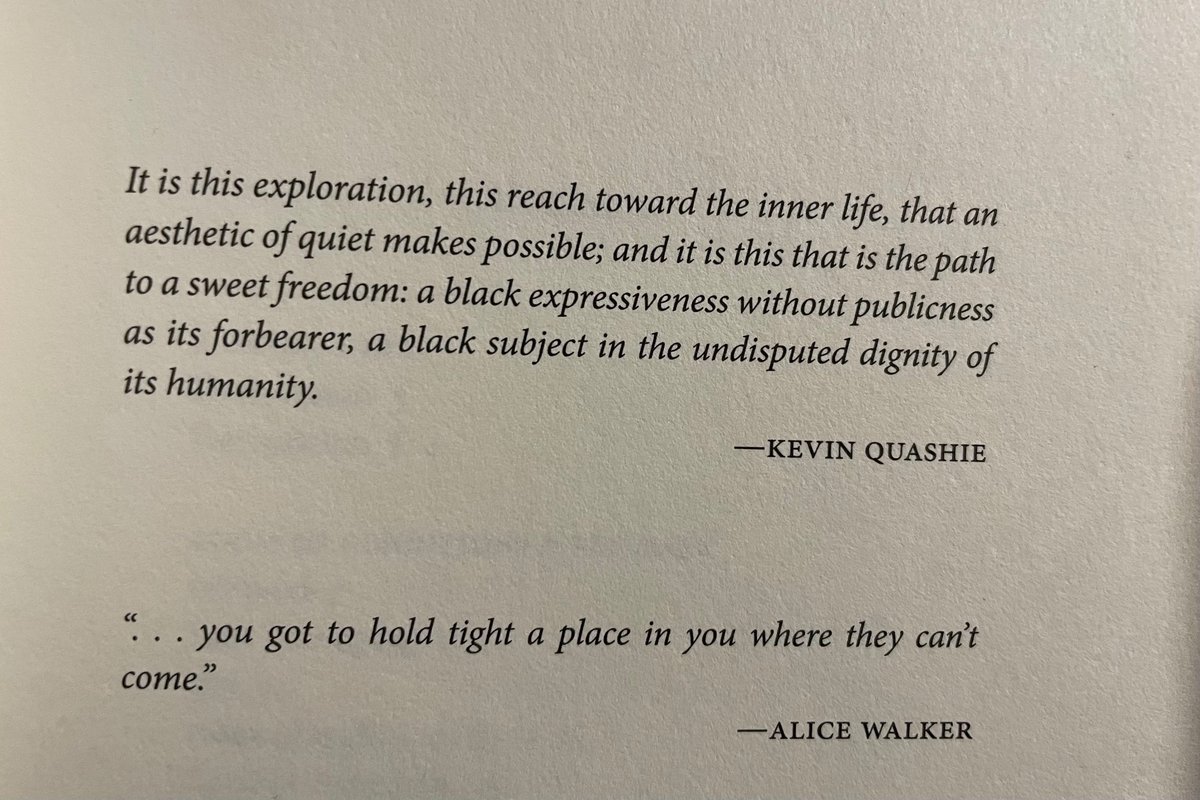 Opening epigraph to @victoriaadukwei’s groundbreaking and ground-making collection. Looking forward to hearing Quiet in the Fenwick reading room