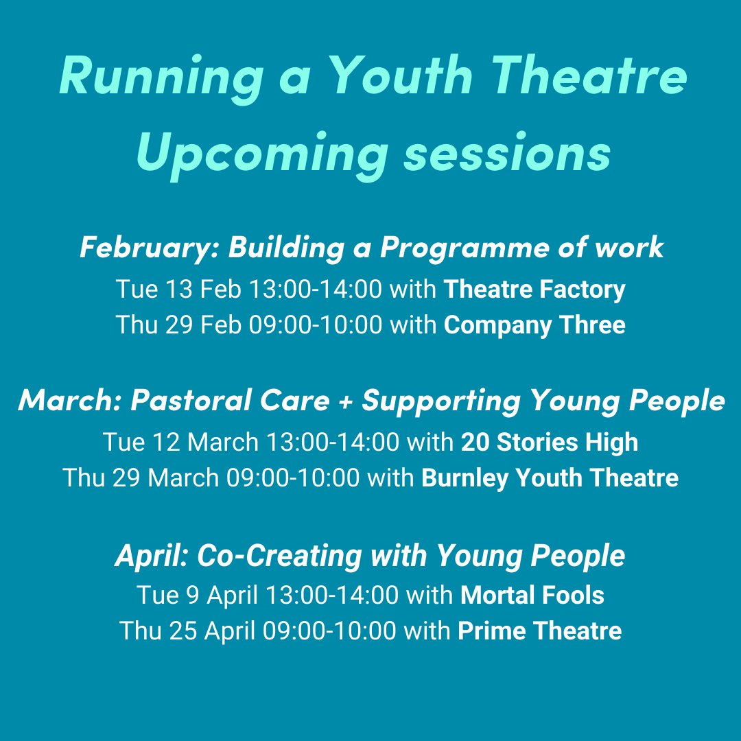 We think it's important to talk about the purpose, practice + practicalities of running a youth theatre. In collab with the Youth Theatre NPOs, we're offering regular, free, online spaces to talk + learn from each other. Sign up to the first 3 months➡️ companythree.co.uk/running-a-yout…