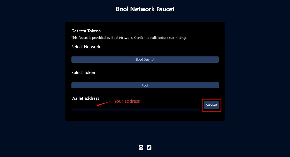 DeepSafe_AI's tweet photo. The official Bool Network faucet is now live! 💦

Visit https://t.co/SNM4aRYTYO, connect your wallet, and receive Testnet Tokens for #BoolNetwork. The Bool Network Testnet currently supports @MetaMask. 🦊

Bool Network Testnet Tokens hold no monetary value and are for testing purposes only.