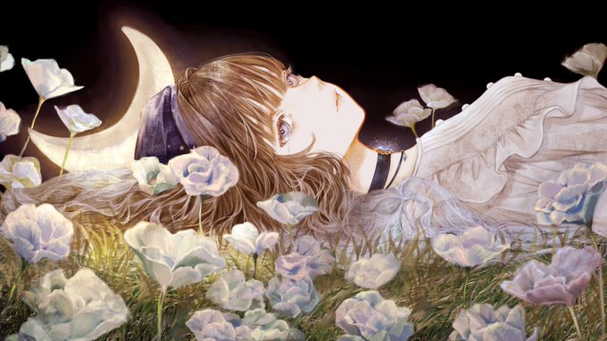 「brown hair crescent moon」 illustration images(Latest)