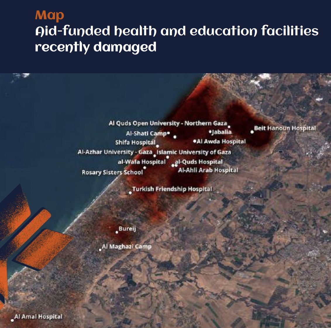 ClaireProvost's tweet photo. Global media outlets have covered Israel’s catastrophic attacks on hospitals and schools in Gaza - but not the aid flows that connect taxpayers around the world to these places now damaged or destroyed https://t.co/OAuINZW8Ny