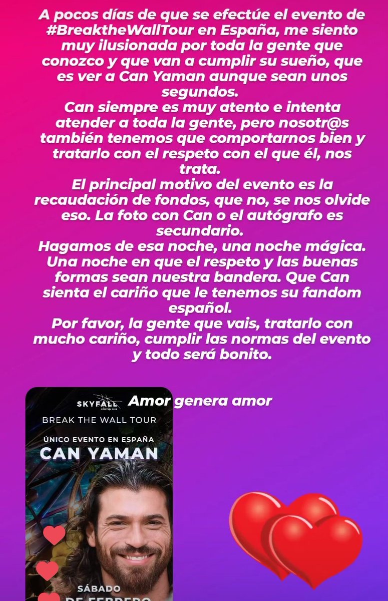 Por favor, que el Sábado sea una noche bonita y que Can se lleve un buen recuerdo del evento.
#CanYaman