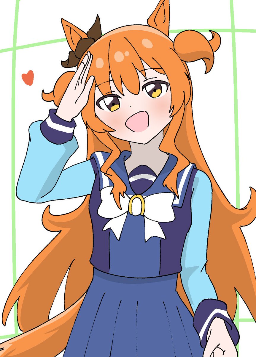 mayano top gun (umamusume) 1girl animal ears horse ears solo school uniform long hair orange hair  illustration images