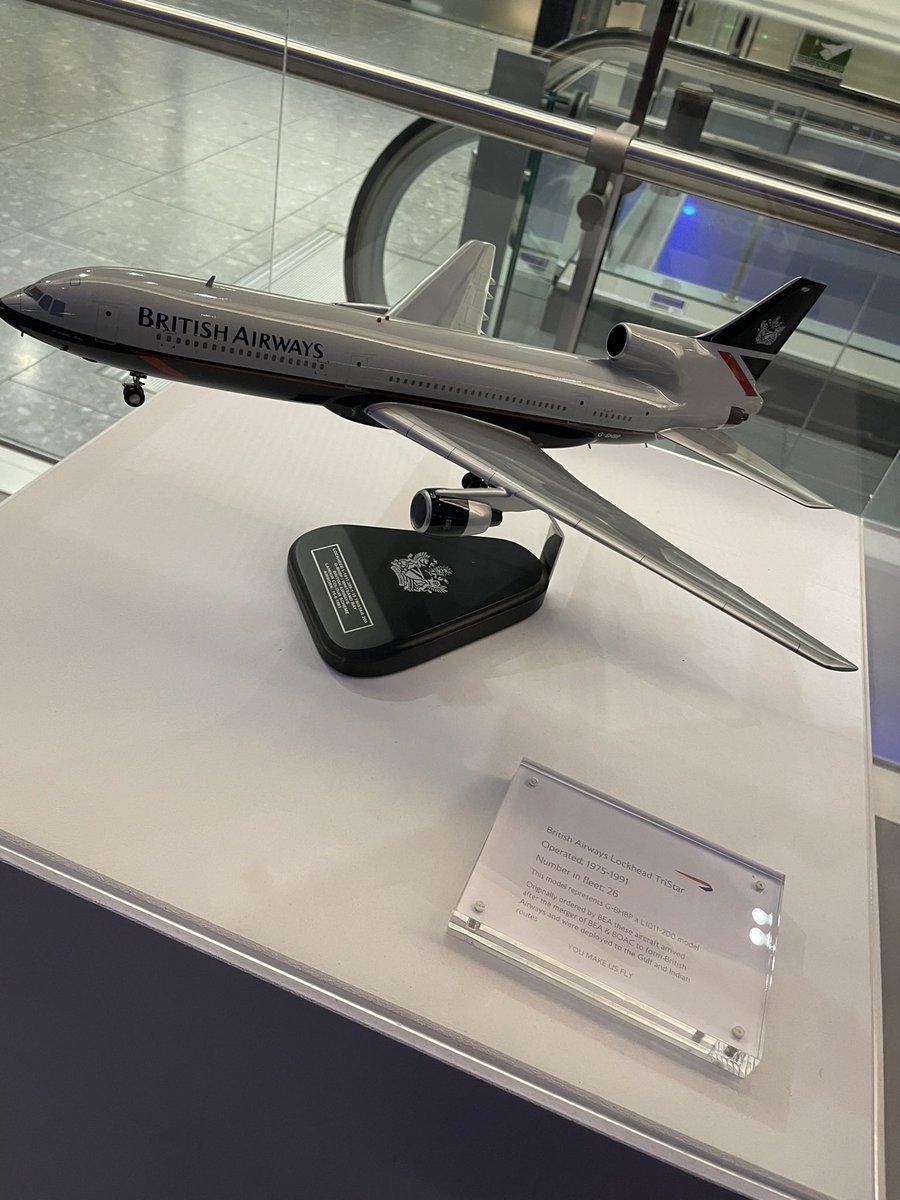 f1epi's tweet photo. @British_Airways slightly embarrassing that you spelled the name of one of your planes wrong in the display outside the First Lounge T5. You only had to copy it off the model itself… https://t.co/jFqBZSeeP4