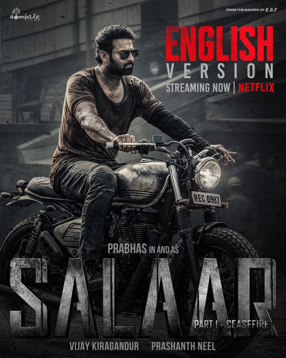 On MASSive demand, we are delighted to bring the epic action saga of #Salaar, now in 𝐄𝐧𝐠𝐥𝐢𝐬𝐡 on @Netflix for audiences across the globe! bit.ly/SalaarCeaseFir… #SalaarCeaseFire #Prabhas #PrashanthNeel @PrithviOfficial @shrutihaasan @VKiragandur @hombalefilms @ChaluveG…