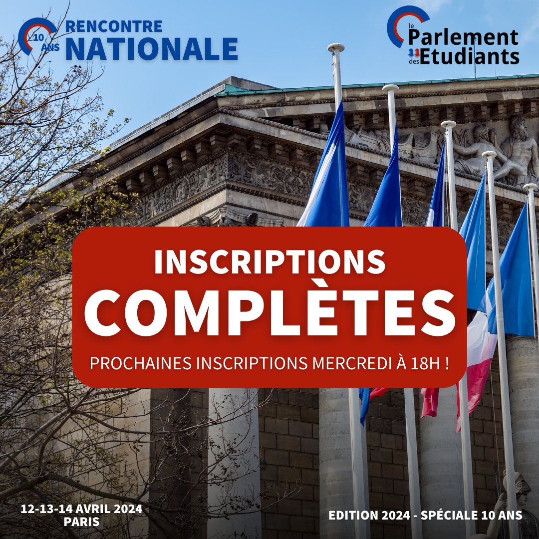 🔵🔴 Inscriptions complètes... Prochaine vague mercredi à 18h ! 😉